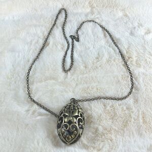 Brass Colored Egg Butterfly Necklace